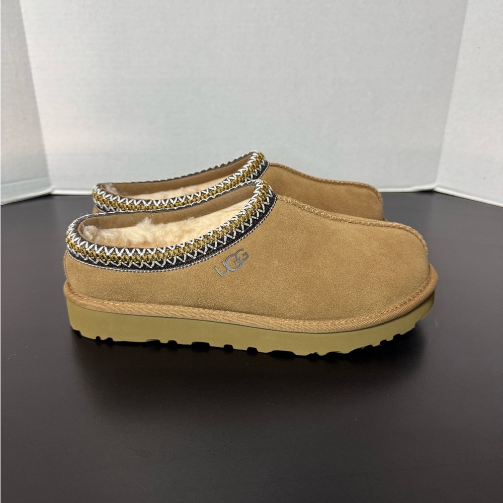 UGG Chestnut Suede Shearling Mule Slippers